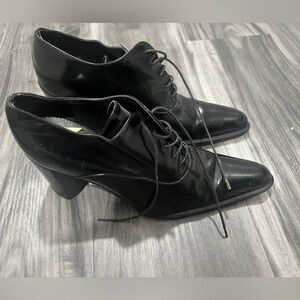 Via Spiga Black Lace-Up Heels